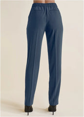 High Rise Straight Trousers Navy