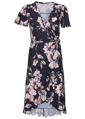 Ruffle Hem Wrap Dress Amorous Floral