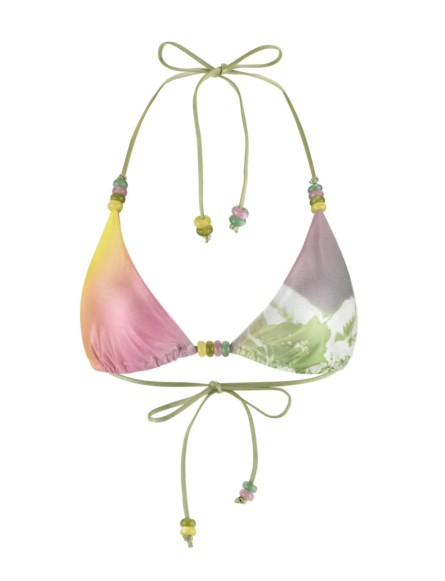 FINLEA BIKINI TOP GREEN FLORAL STRIPE