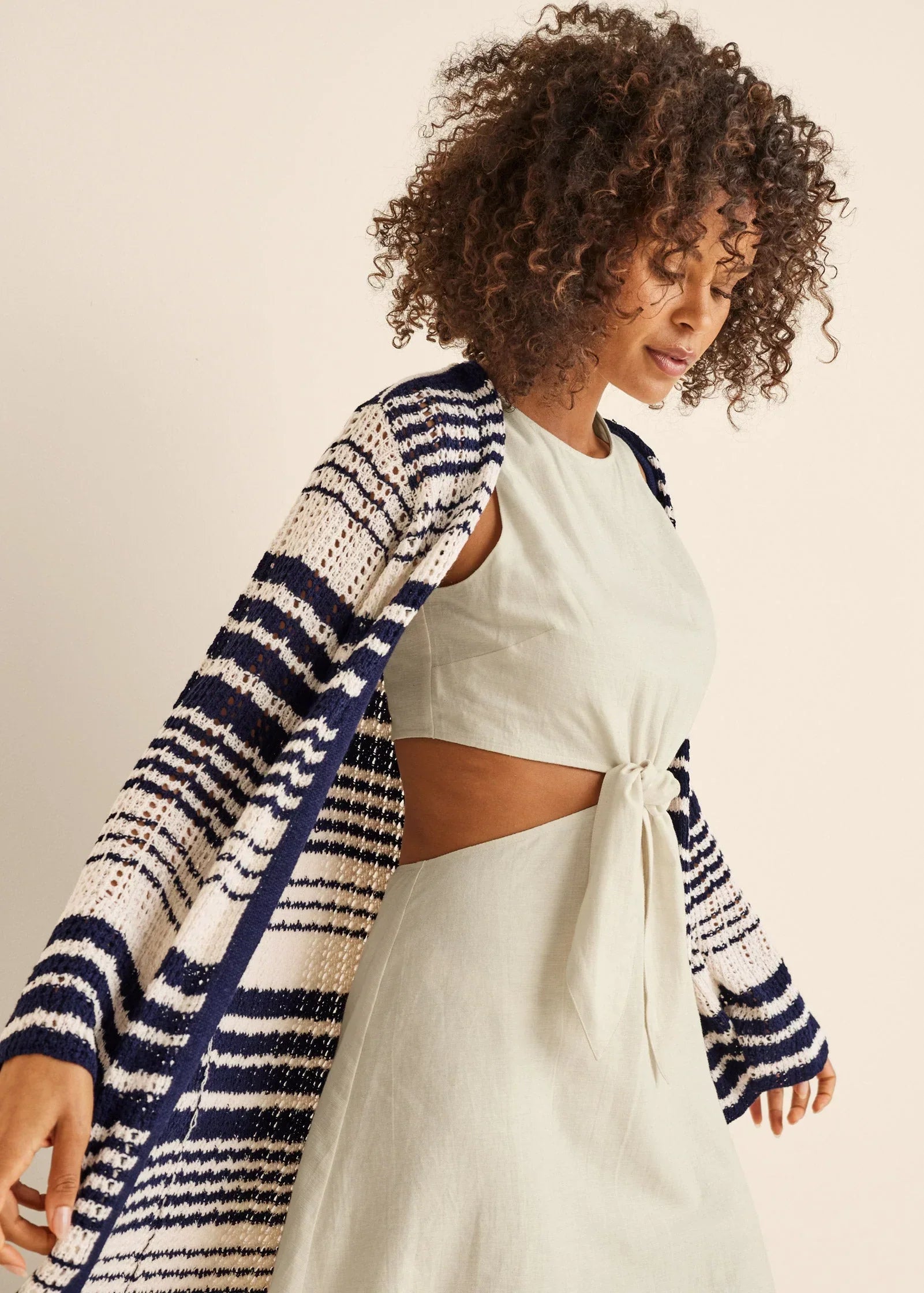 Stripe Duster Navy Multi