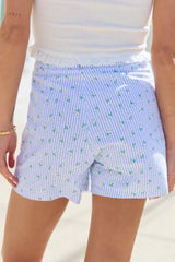 Not So Simple Blue Striped Floral Print Skort
