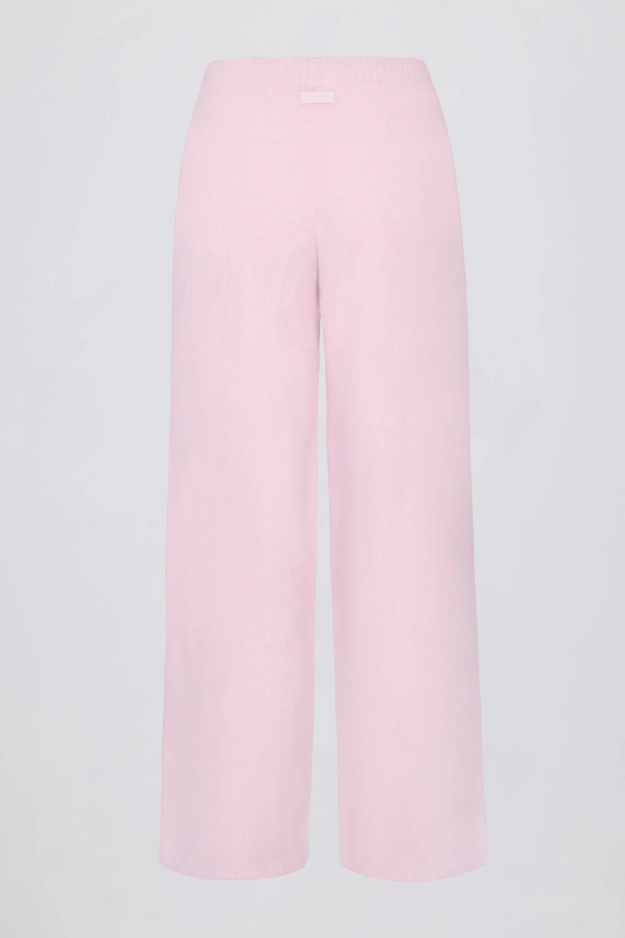 Knit Mid Rise Wide Leg Joggers in Soft Pink