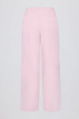 Knit Mid Rise Wide Leg Joggers in Soft Pink