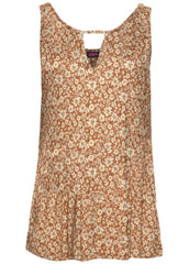 V Neck Floral Tank Orange White