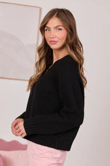 Fallon Black V Neck Sweater