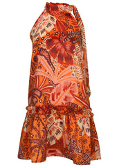 Drop Waist Mini Dress Parrot Palm