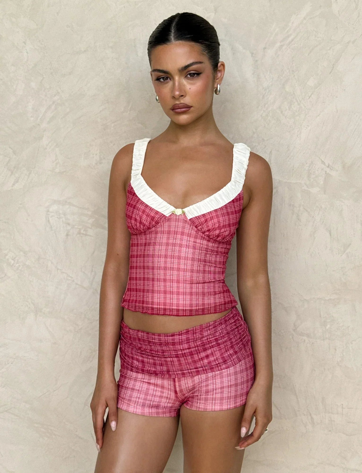 AMARAN TOP RED RED CHECK