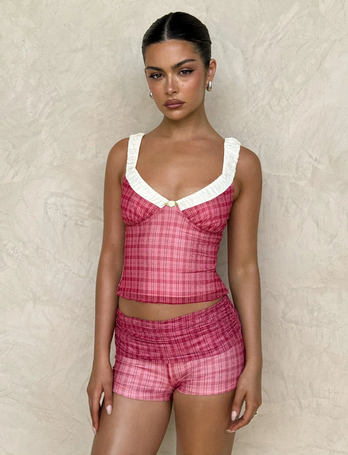 AMARAN TOP RED RED CHECK