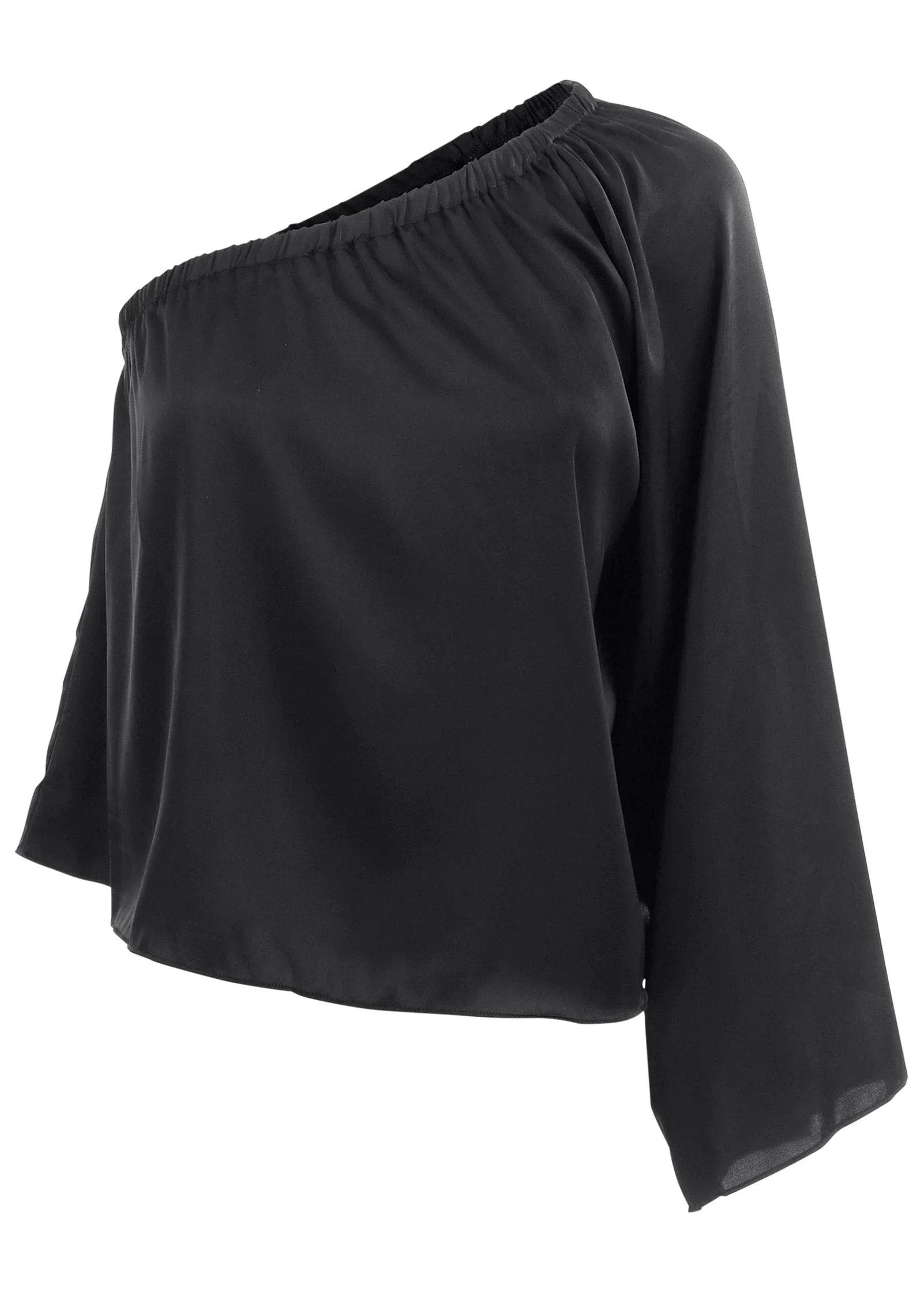 One Shoulder Top Jet Black