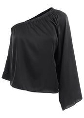 One Shoulder Top Jet Black