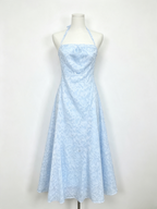 Light Blue Floral Halter Midi Dress