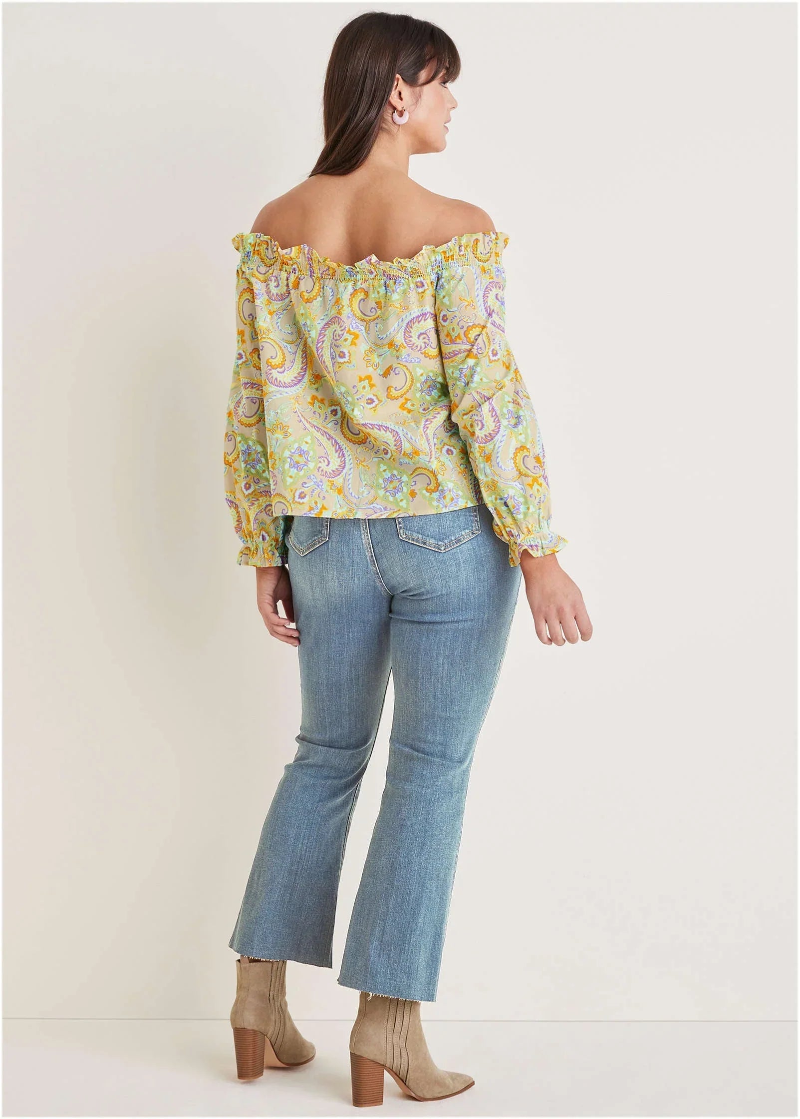 Off The Shoulder Top Candied Shortbread Paisley