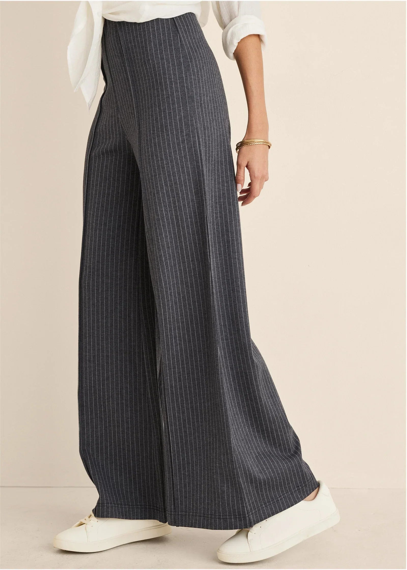 Diana Wide Leg Pants Heather Grey Cream