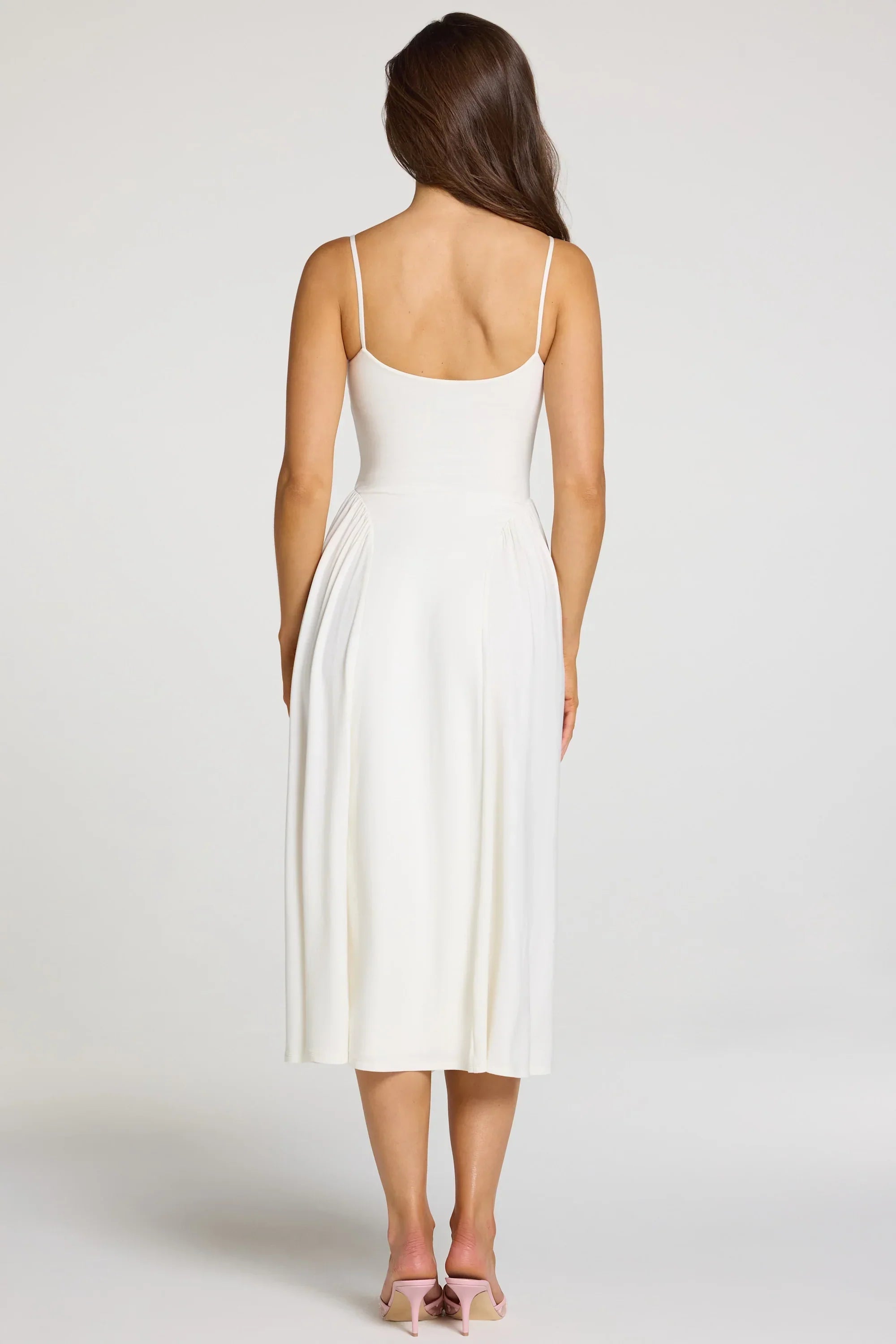 Modal Lace Trim Midaxi Dress in White