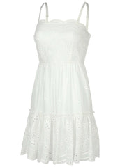Spaghetti Strap Eyelet Mini White