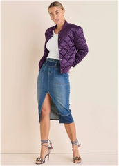 Denim Midi Skirt Medium Dark Wash
