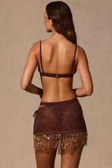 Low Rise Mini Skirt in Espresso Brown