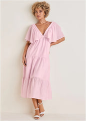 Crinkle Midi Dress Lilac