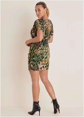 Boatneck Mini Dress Brushed Animal
