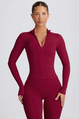 Soft Active Zip Up Jacket in Burgundy