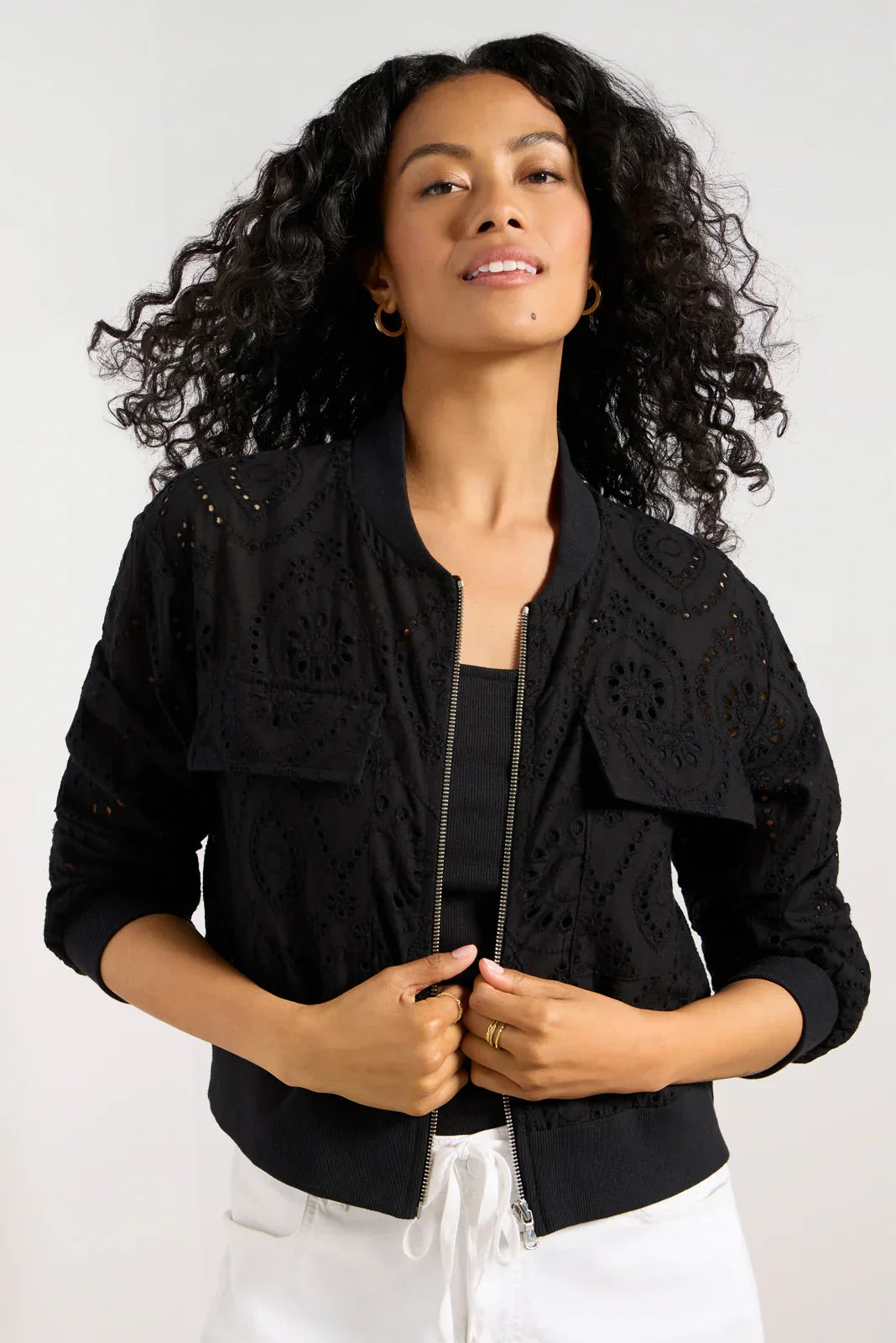 Ryan Eyelet Bomber Jacket