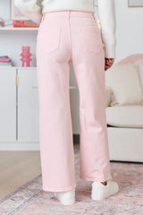 Sutton Pink Wide Leg Patch Pocket Jeans