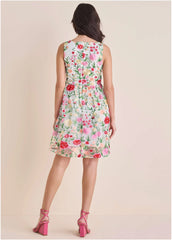 Embroidered Babydoll Mini White Multi