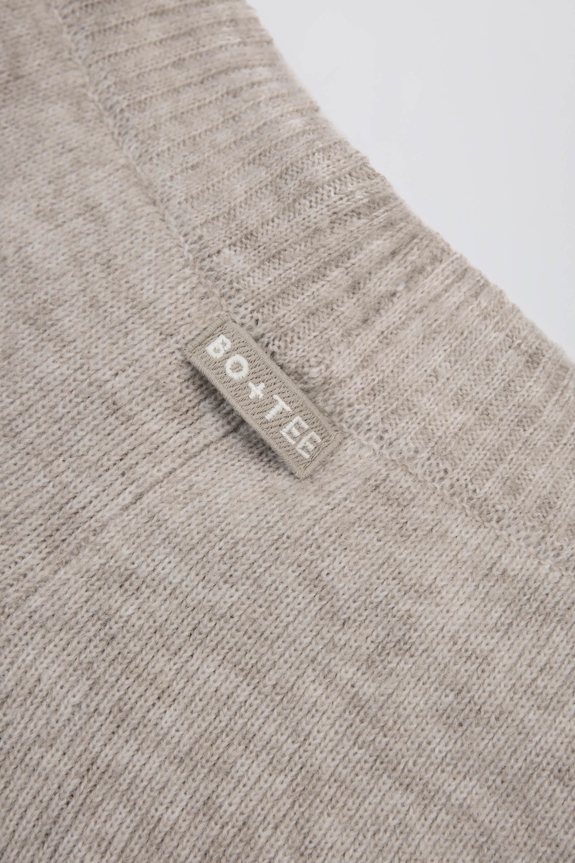 Knit Mid Rise Wide Leg Joggers in Beige