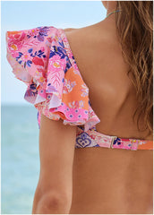 Ruffle Bandeau Bikini Top Sunset Medley