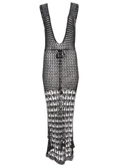 Crochet Maxi Cover Up Dress Jet Black