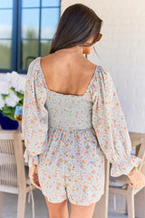 Millie Sage Floral Smocked Top Romper