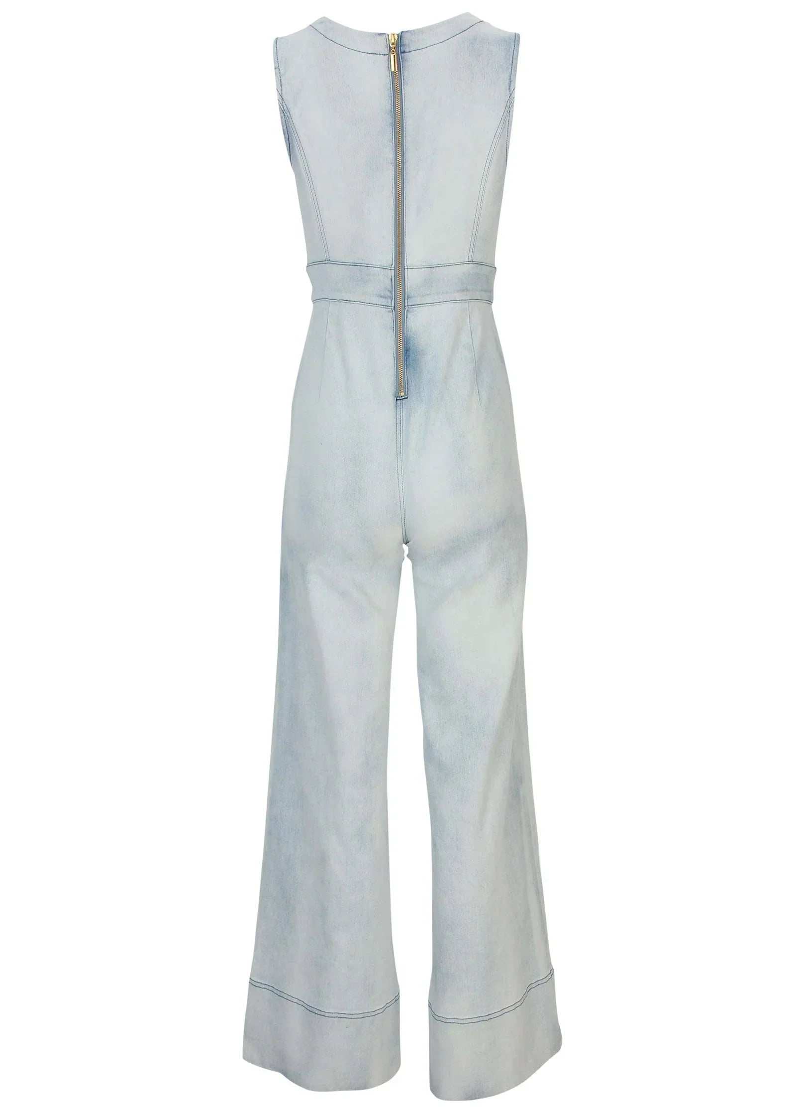 Stretch Denim Jumpsuit Light Wash