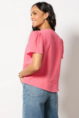 Shelby Textured Split Neck Top