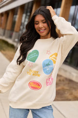Positive Stickers Cream Graphic Sweatshirt