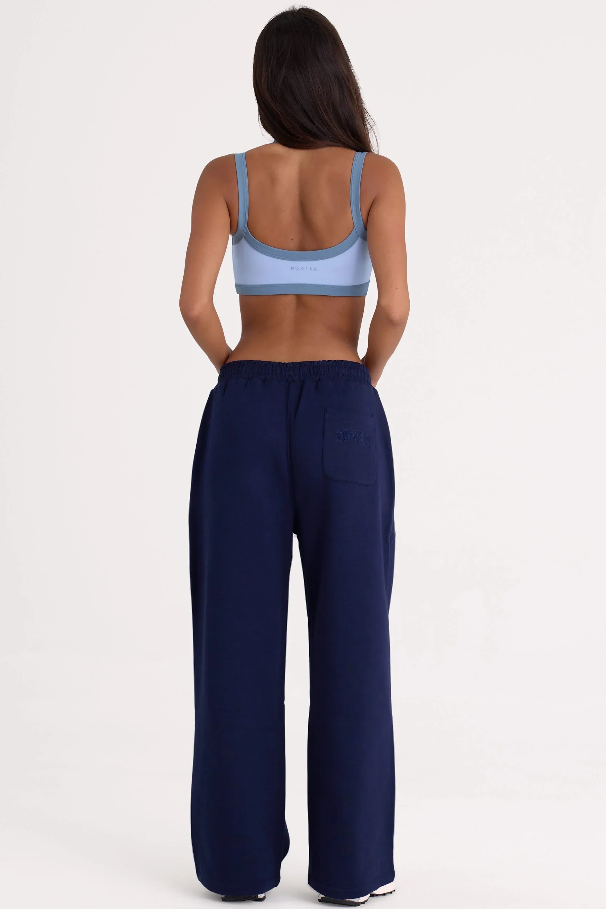 Brushed Jersey Wide Leg Joggers in Midnight