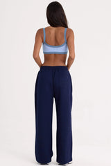 Brushed Jersey Wide Leg Joggers in Midnight