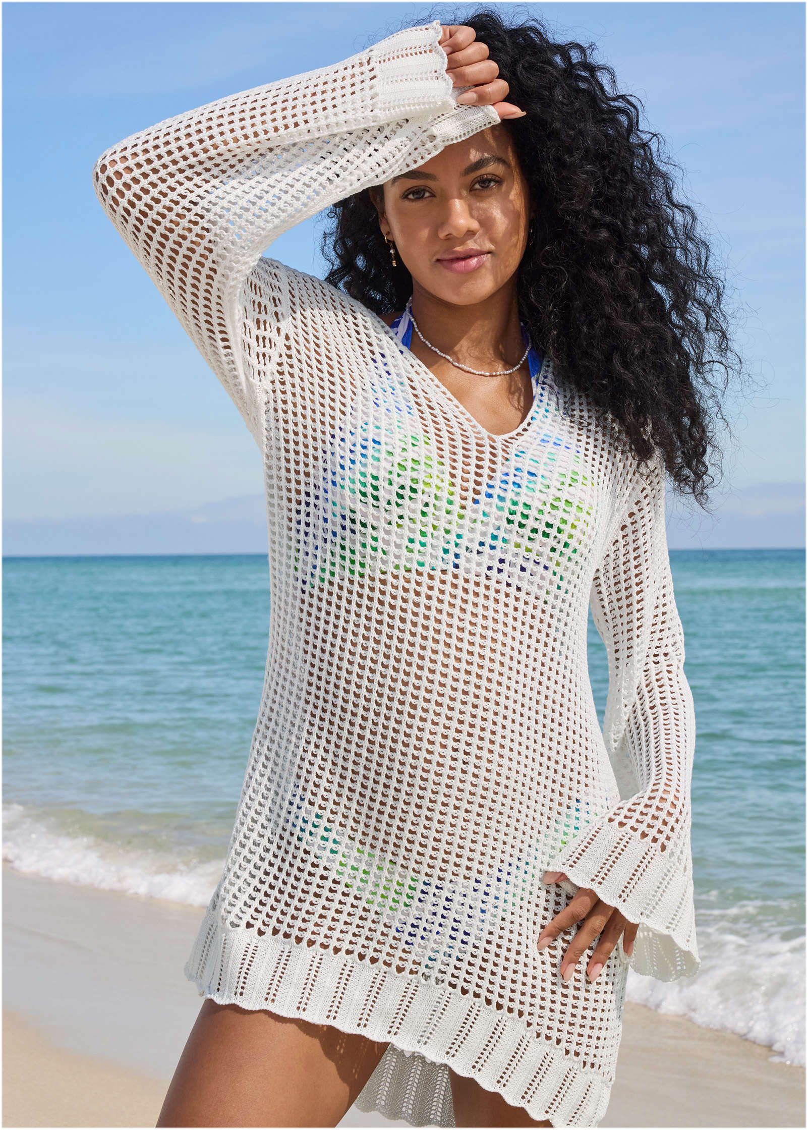 Crochet Cover Up Dress White