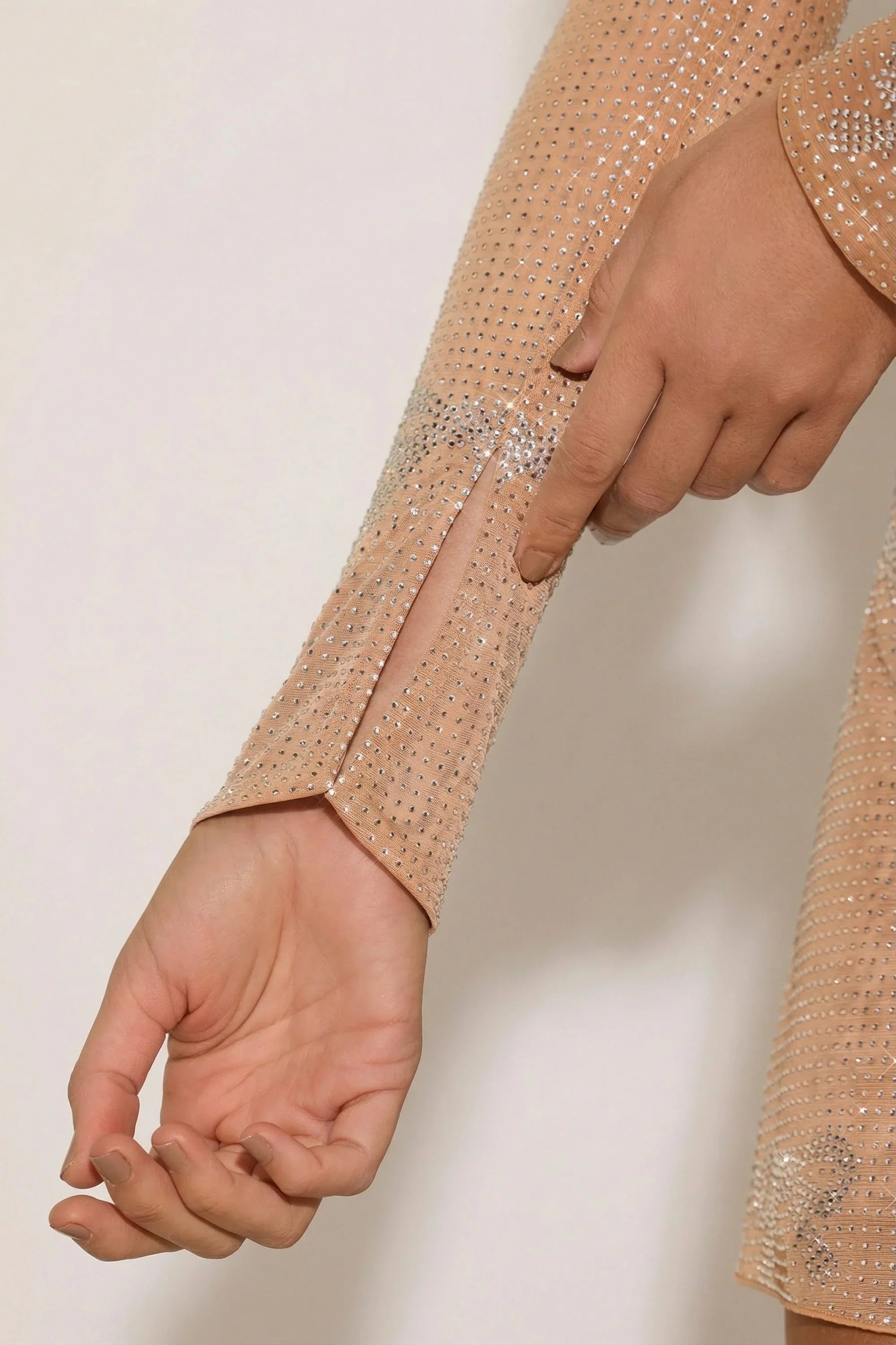 Embellished Bow Detail Top in Almond
