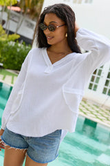 Jenna White Gauze V Neck Tunic
