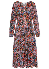 Button Down Midi Dress Purple Multi