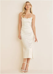 Cowl Neck Slip Dress Off White