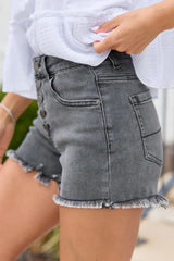 My Favorite Black Button Fly Denim Shorts