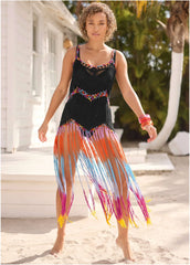 Maxi Crochet Cover Up Dress Black Multi