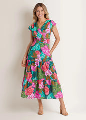 Smocked Waist Maxi Dress Tropic Bouquet
