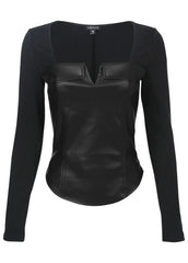 Faux Leather Corset Top Jet Black