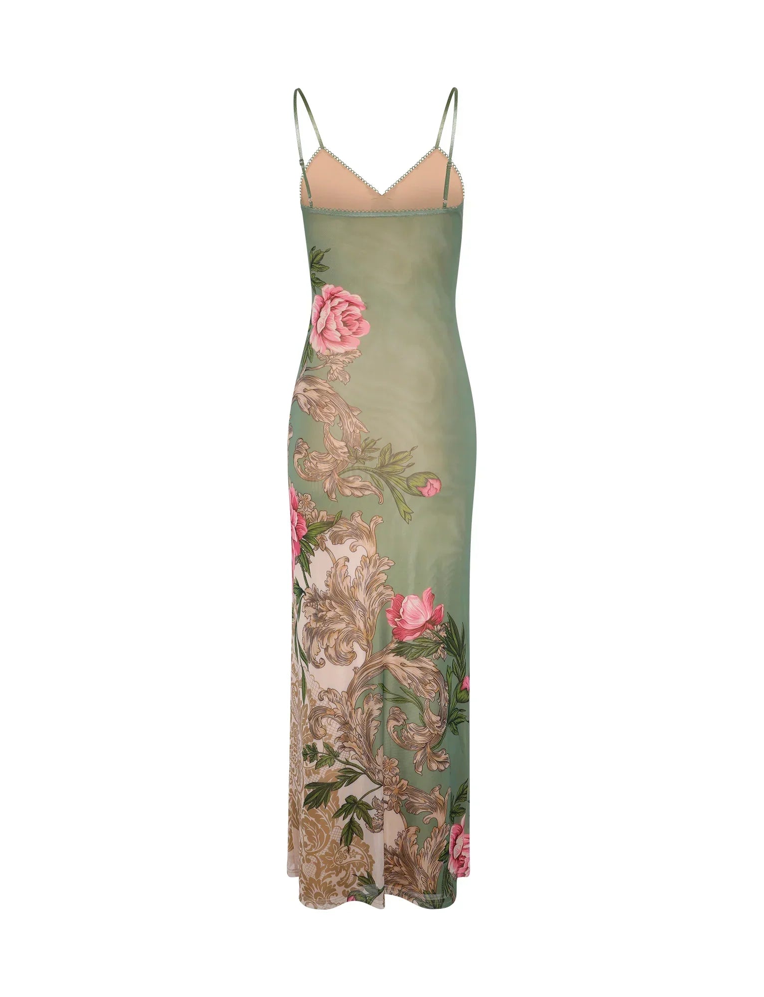 JULIANNA DRESS GREEN FLORAL ROCCOCO FLORAL