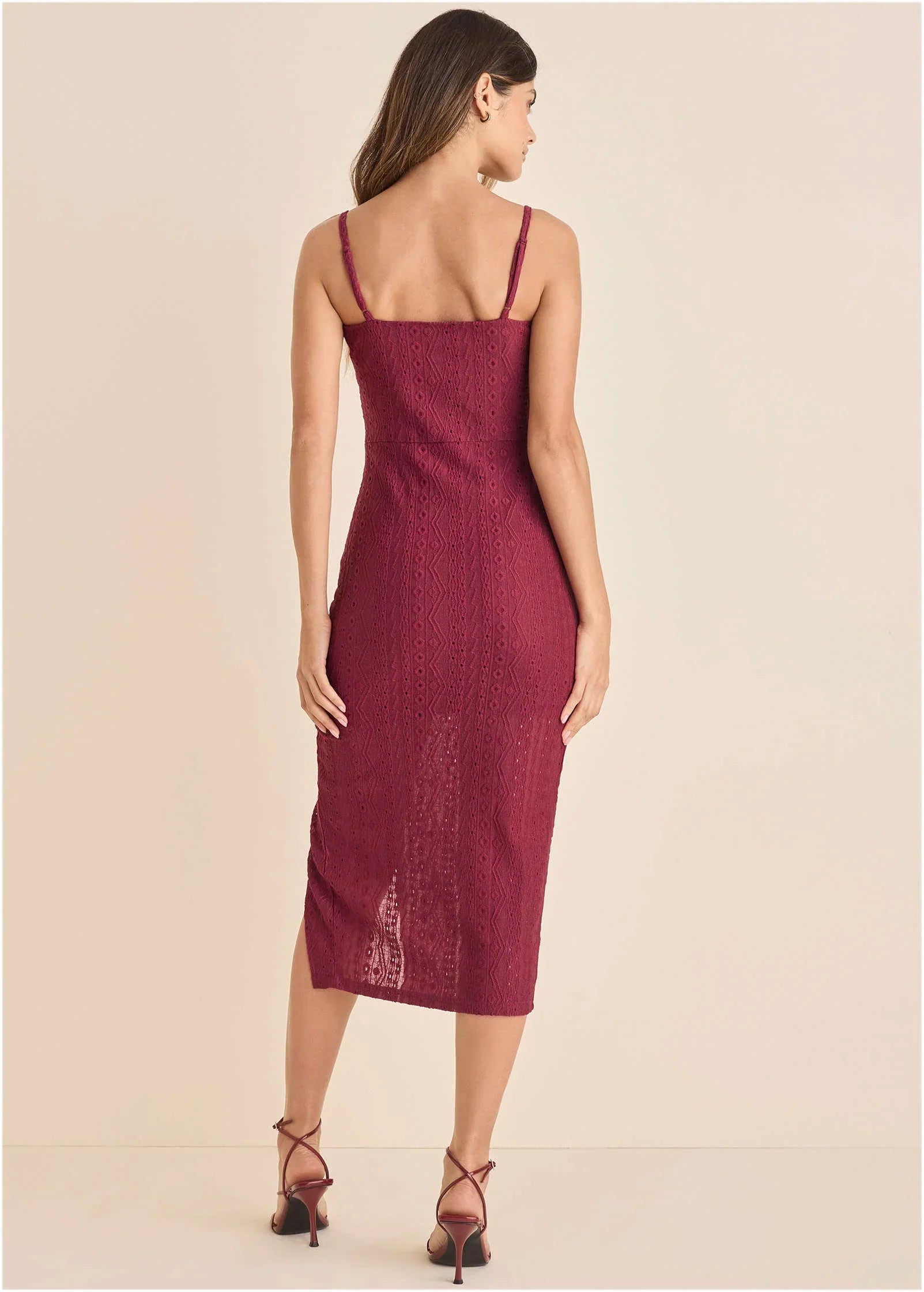 High Slit Midi Dress Beet Red