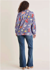 Woven Tunic Top Blue Multi