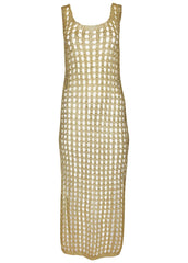 Metallic Crochet Coverup Glittery Gold