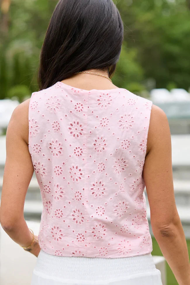 Haven Pink Eyelet Lace Vest